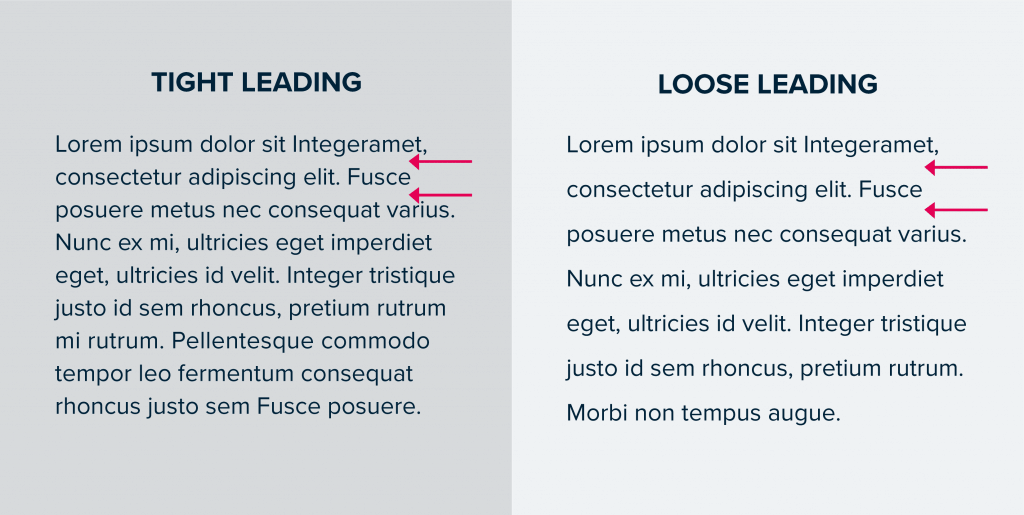 tight and loose leading for fonts