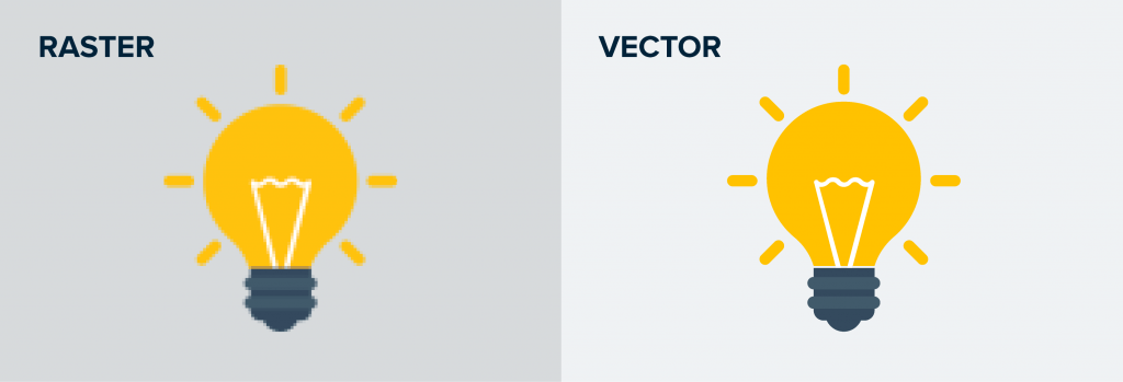 raster vs vector comparison with light bulbs