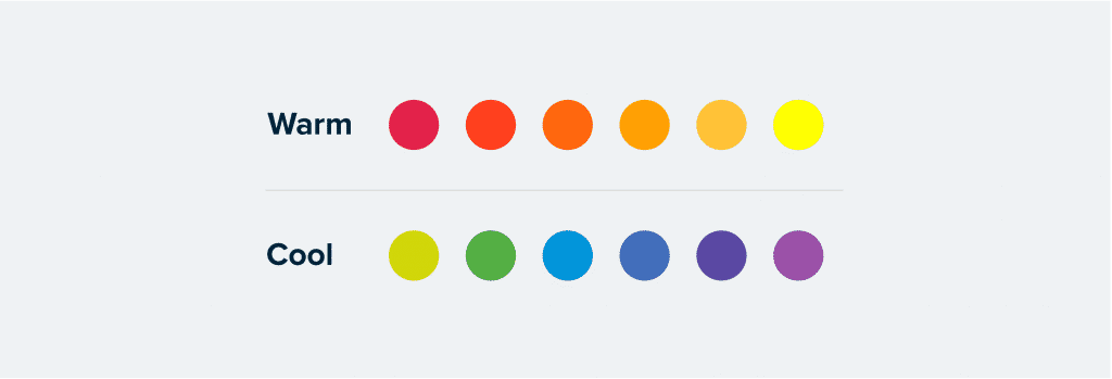 warm and cool colors  diagram on gray background