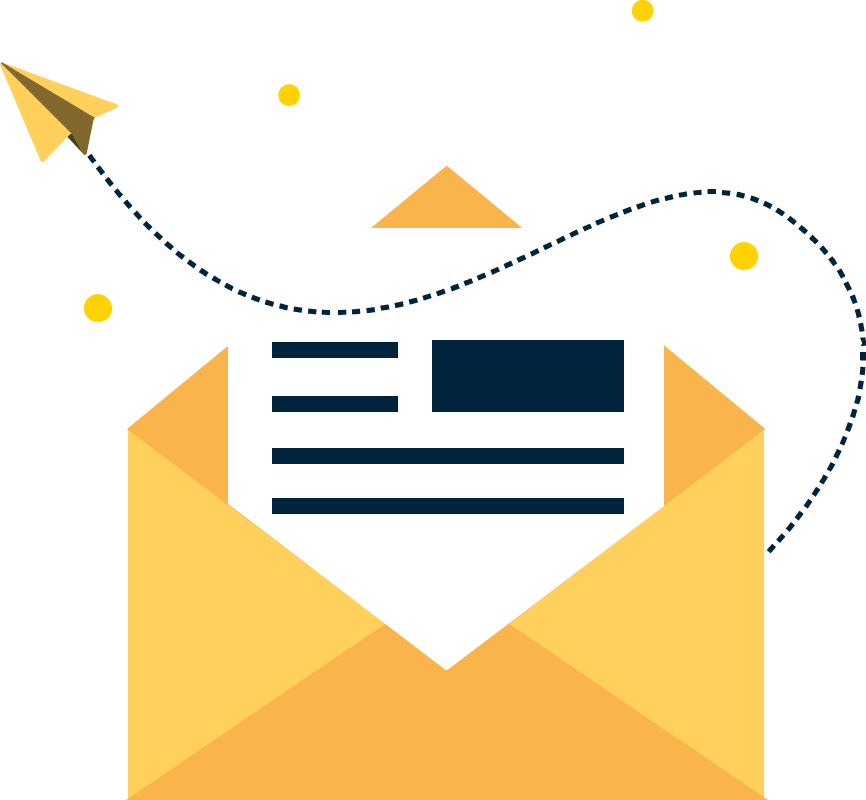 yellow envelope with letter graphic