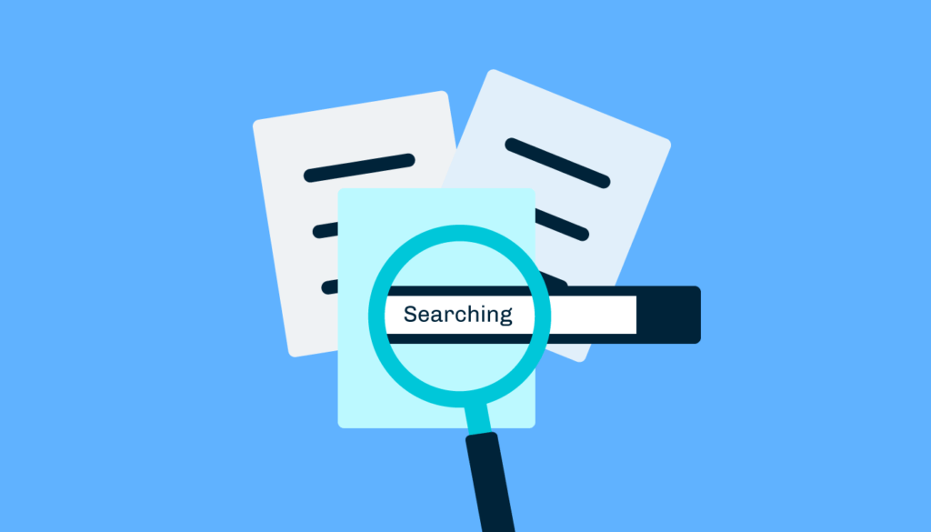 graphic showing a search bar behind three documents