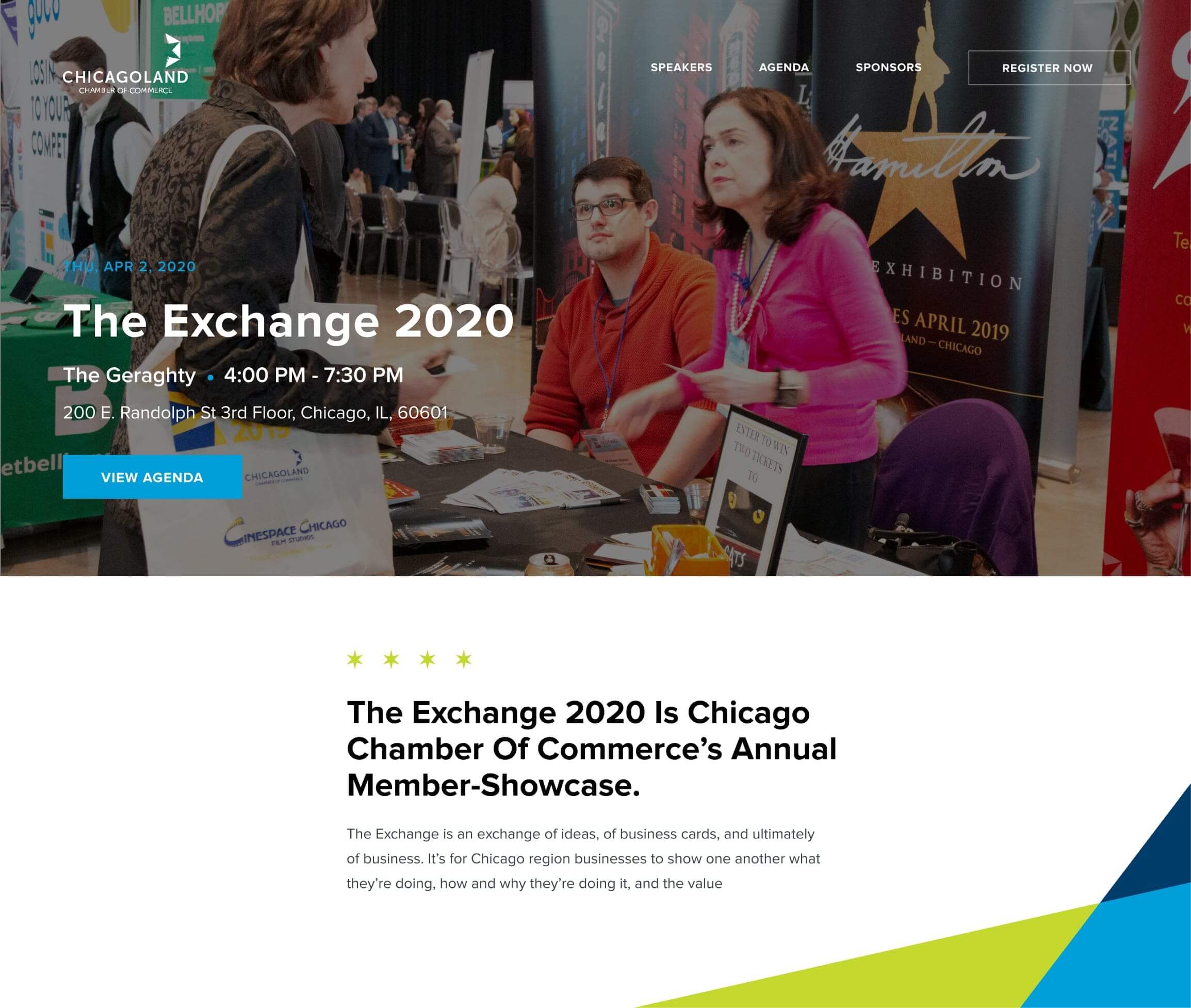 displaying Chicagoland Chamber of Commerce signature event page