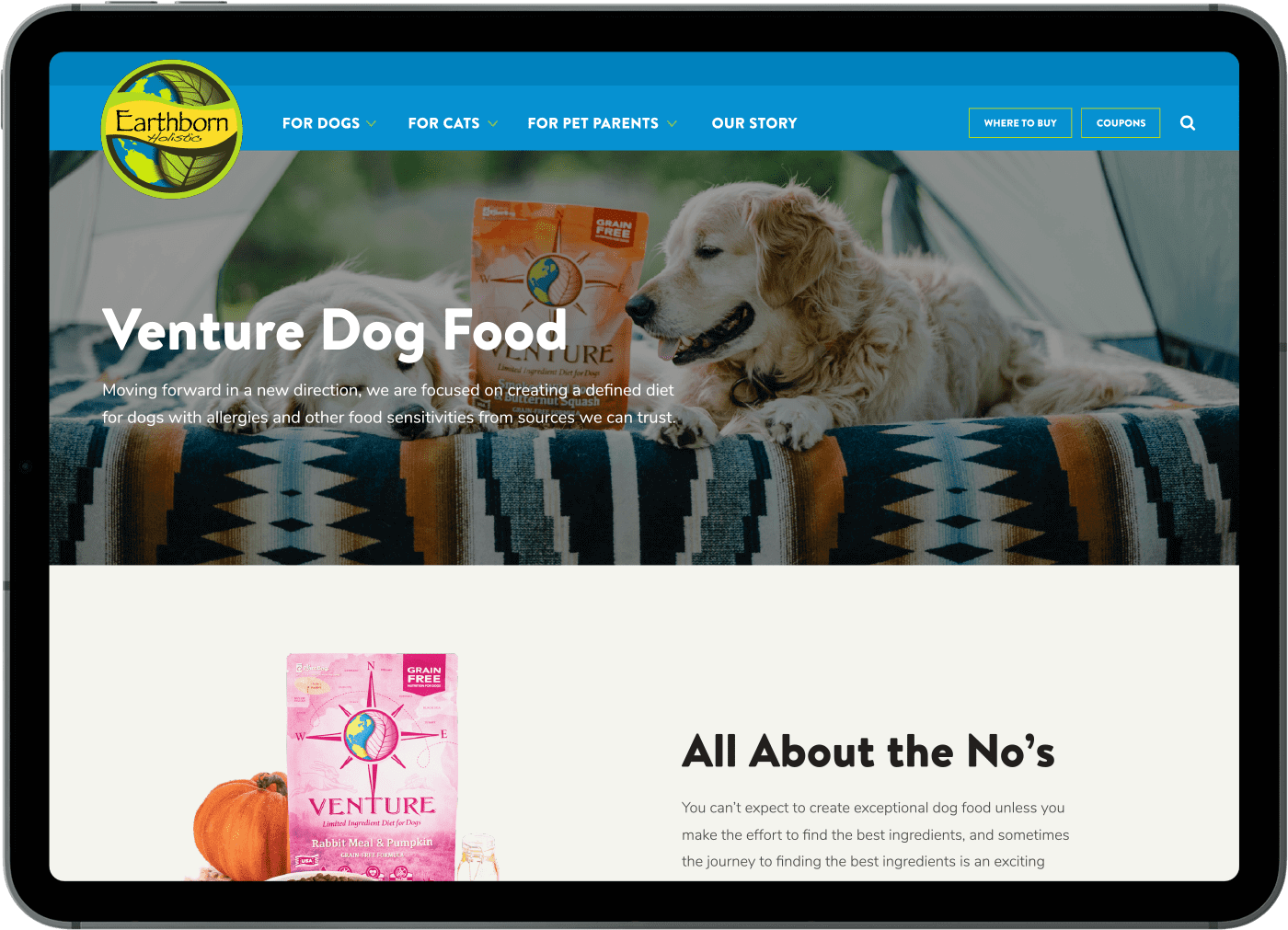 Earthborn brand page designed by Gulo