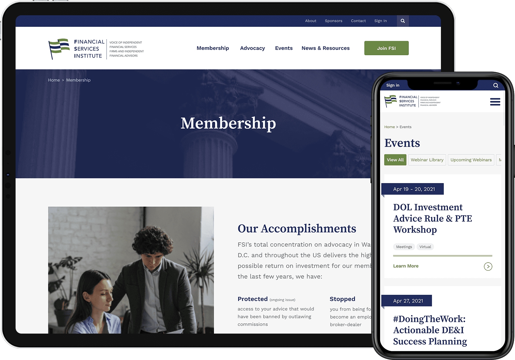 Financial Services Institute responsive design